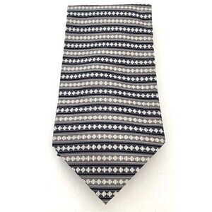Chas Reed & Co Collection Necktie Mens Gray Blue Geometric 100% Silk Business
